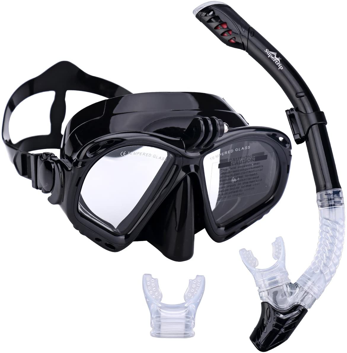 SUPERTRIP Premium Snorkel Set Adult with 2 Mouthpieces Diving Mask ...