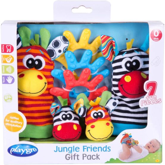 Rotho Babydesign Gift Set Jungle Friends, 7-piece, With Wrist and Ankle Rattles, From 0 Months, Multicoloured, 40190 - Image 2