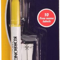 Korbond Laundry Marker Plus 10 Iron 0.8mm Tip Pen-Set for Labelling Clothes and Uniforms, Black, 0.5mm