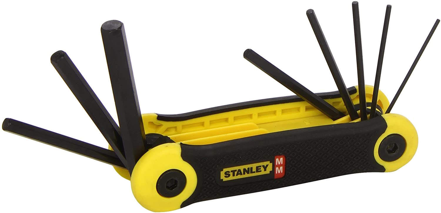 STANLEY Metic Folding Hex Key Set Pocket Size (8 Pieces) 2-69-264, Yellow/Black, 1 - Pack