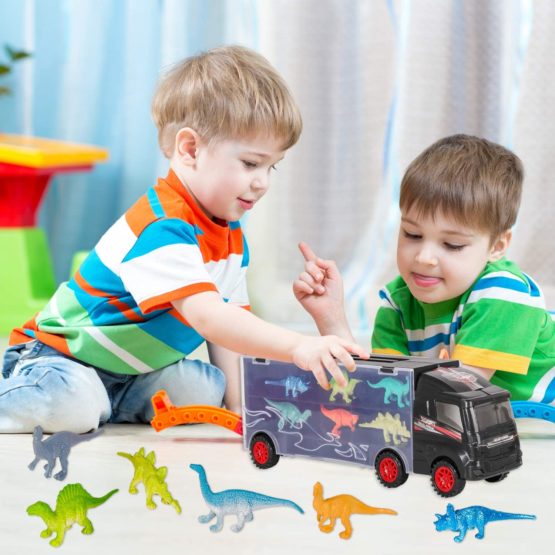 TWFRIC Dinosaur Truck Toy, Dinosaur Car With 12 Mini Plastic Dinosaurs Educational Car Toys for Kids Boys Girls - Image 4