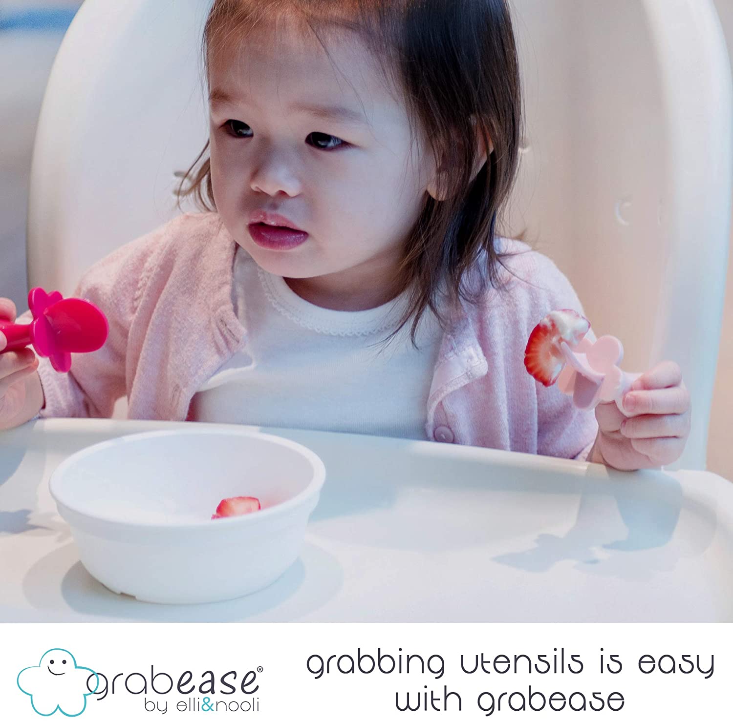 Grabease Toddler Utensils Baby Utensils Baby Forks for Self Feeding Bpa-Free & Phthalate-Free for Baby & Toddler, 1 Set, Blush - Image 4