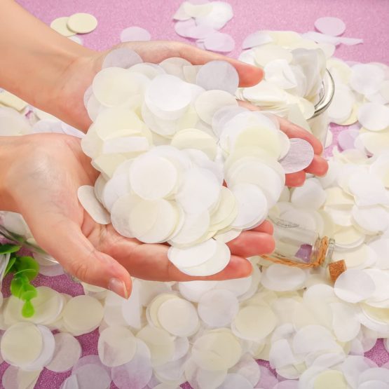 Shappy 1 Inch White Ivory Round Tissue Confetti for Wedding Parties, 6000 Pieces - Image 2