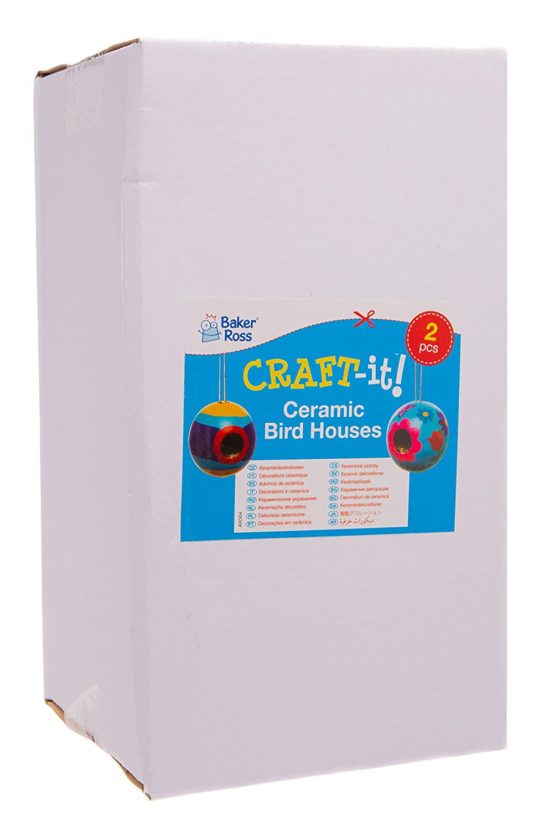 Baker Ross AW304 Ceramic Round Bird Houses (Box of 2) Spring Themed Crafts for Kids to Decorate and Personalise - Image 3