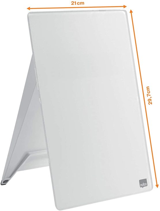 Nobo Glass Dry Wipe Personal Desktop Easel Whiteboard, 21.6 x 29.7 x 3 cm, Brilliant White, 1905173 - Image 4