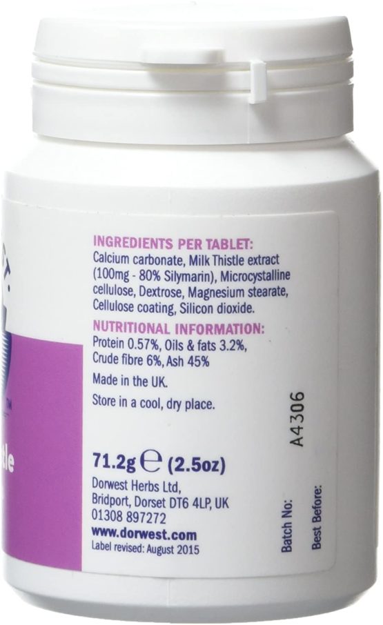 Dorwest Milk Thistle Tablets for Dogs and Cats, 200 Tablets, Supports Liver Function, Antioxidant for Dogs, Immune System Heath, Natural Supplement - Image 3