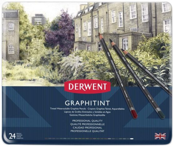 Derwent Graphitint Tinted Graphite Drawing Pencils, Set Of 24, Watersoluble, Professional Quality, 0700803