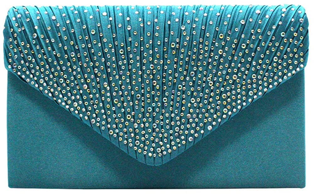Dreneco Ladies Diamond Envelope Clutch Bag Evening Party/Bridal Wedding/Hand Bag, Blue
