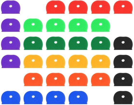 Merriway, Various BH06876 Cap Key Identifier Tag Covers Ring Labels Rubber Keycaps, 64 Pieces Assorted Colours - Image 3