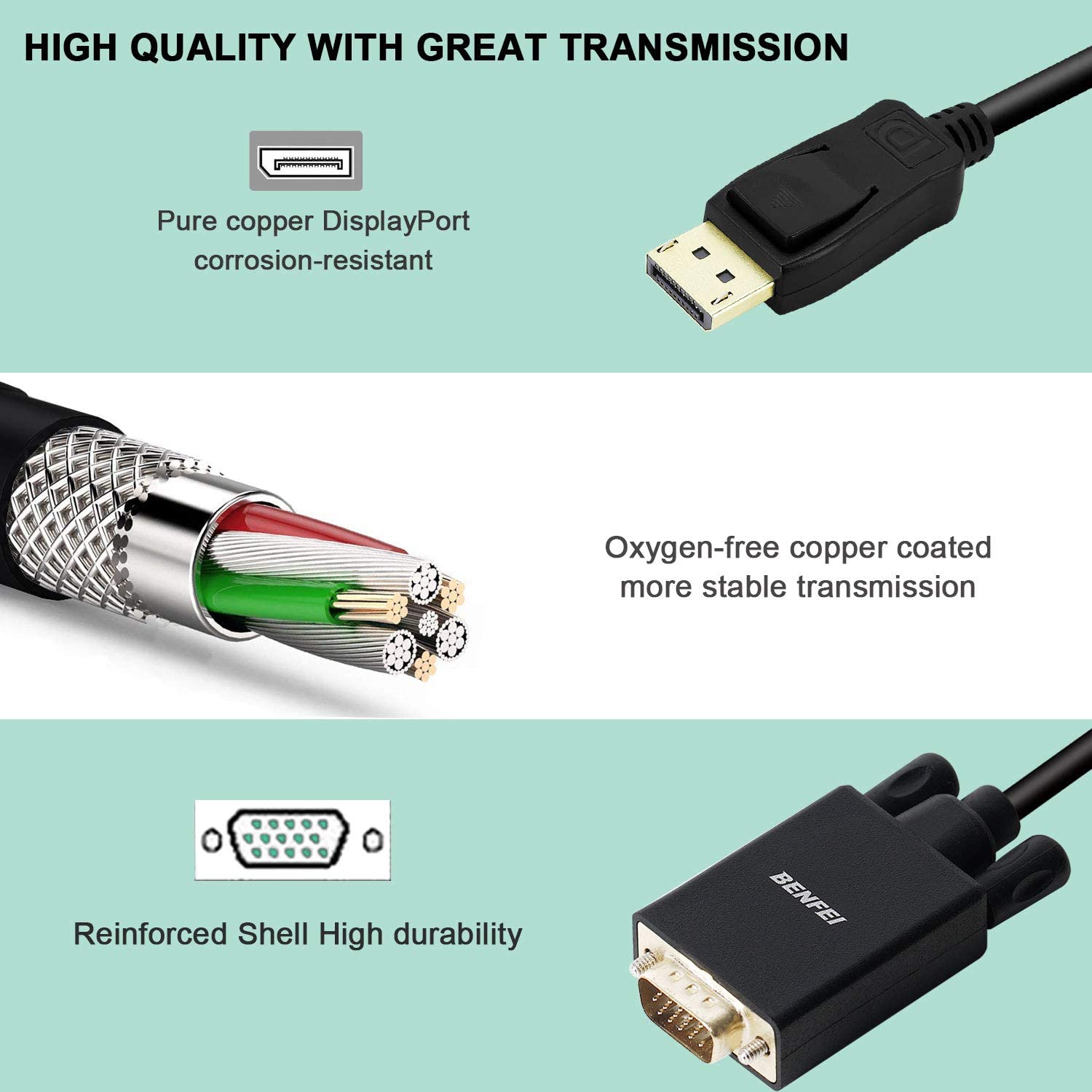 BENFEI DisplayPort to VGA Cable - Image 4