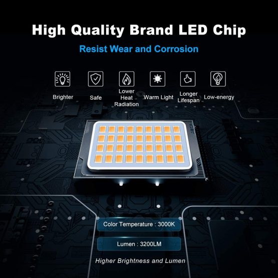 MEIKEE 30W Led Floodlight IP66 Waterproof Outdoor Landscape Floodlight Security Light Warm White - Image 3