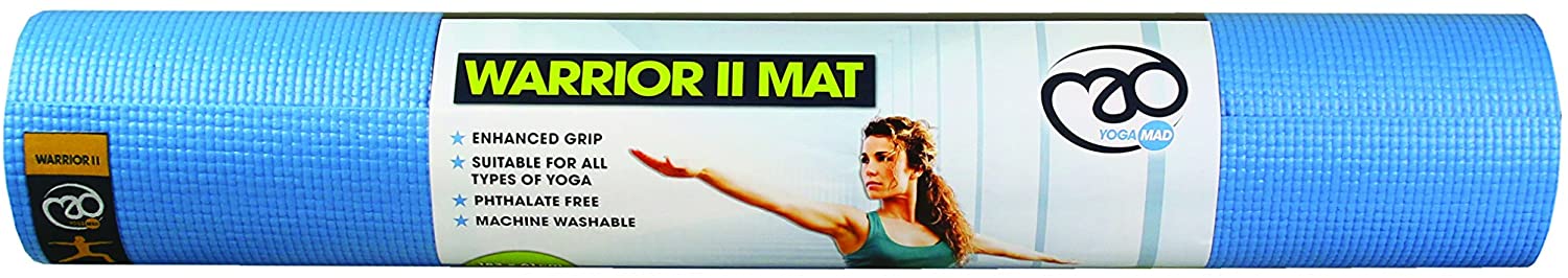 Yoga-Mad Unisex's Warrior II 4mm Yoga Mat, Light Blue, 1830 x 610 x 4 millimeters