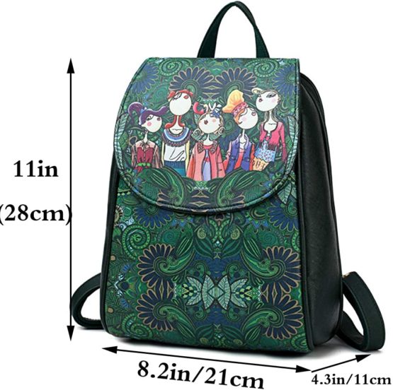 FiveloveTwo Women Girls Fashion Backpack Printed Rucksack PU Leather Daypack Handbag and Purse Travel Shoulder Satchels Top-Handle Bags - Image 2