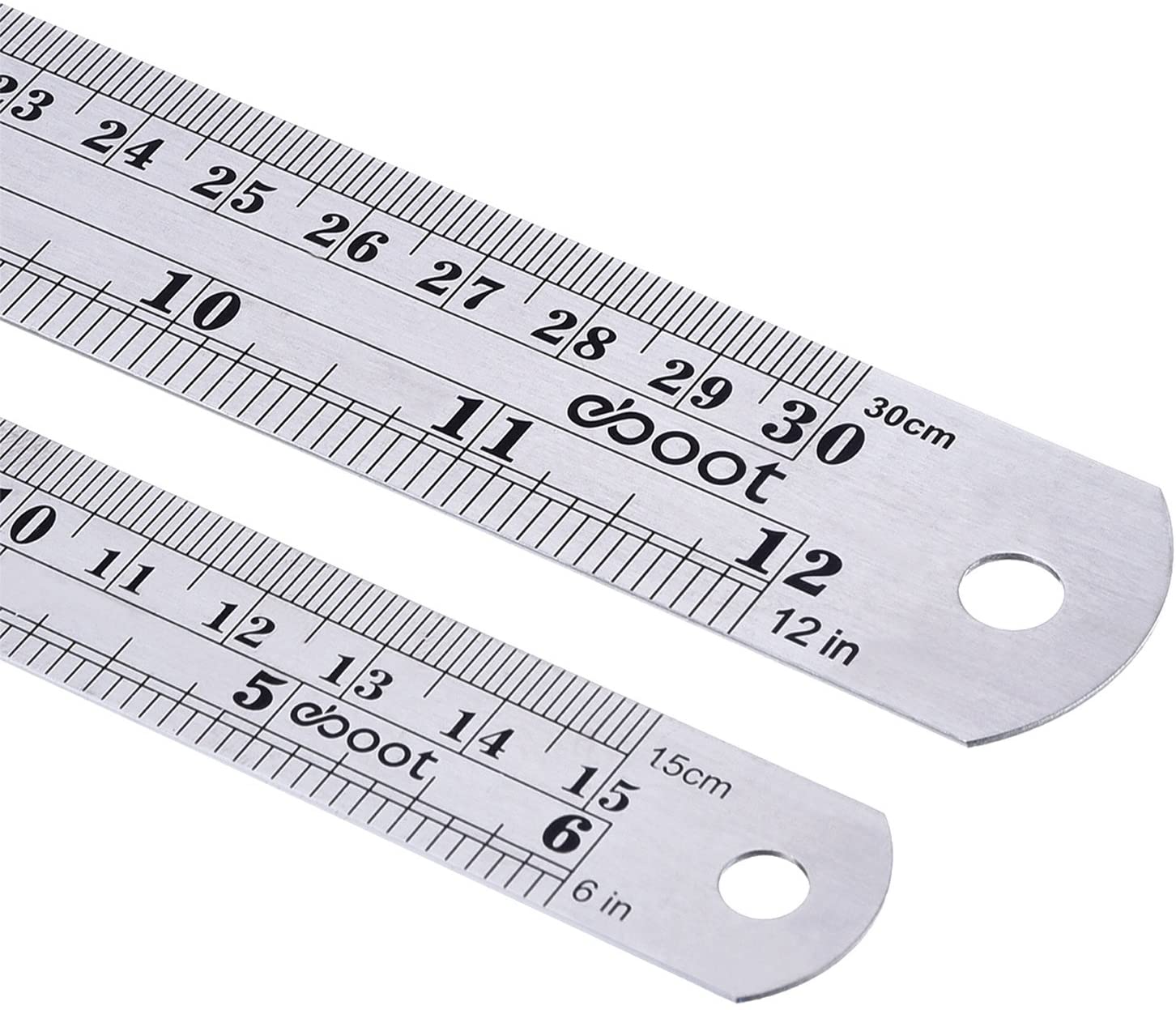 2pcs Stainless Steel Ruler 12 Inch And 6 Inch Metal Rule Kit With  Conversion Table