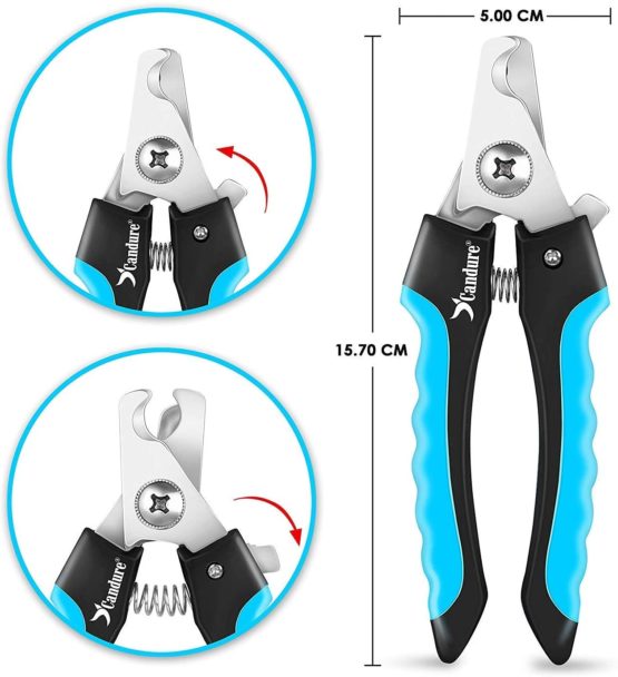 Candure Dog Nail Clippers for Large, Medium and Small Breed Professional Pet Nail Clipper Suitable for Cats, Rabbits and Guinea Pigs With Safety Lock and Protective Guard to Avoid Over Cutting (6") - Image 4