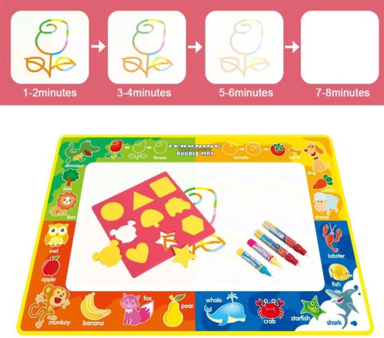 Vidillo Water Doodle Mat, Water Drawing Mat Kids Toys Large Magic Toddlers Painting Board Writing Scribble Boards with 4 Magic Pen and Draw Templates for Boys Girls Size 29 x 19 (Fruit) - Image 3