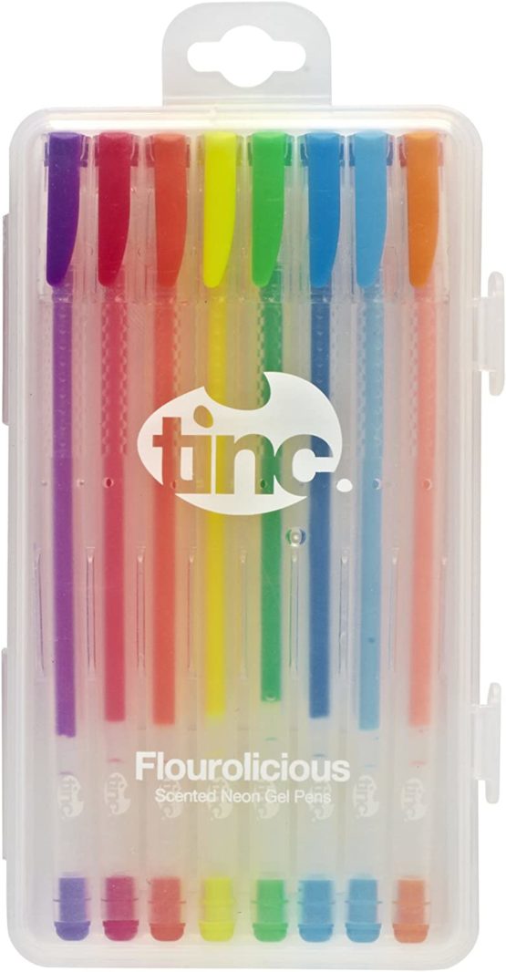 Flourolicious Fruit Scented Neon Liquid Gel Pens for Kids | for Use at School & Home - A Range of 8 Colours with a Fruity Fragrance | Girls & Boys | Fluorescent Colours, FLOURO