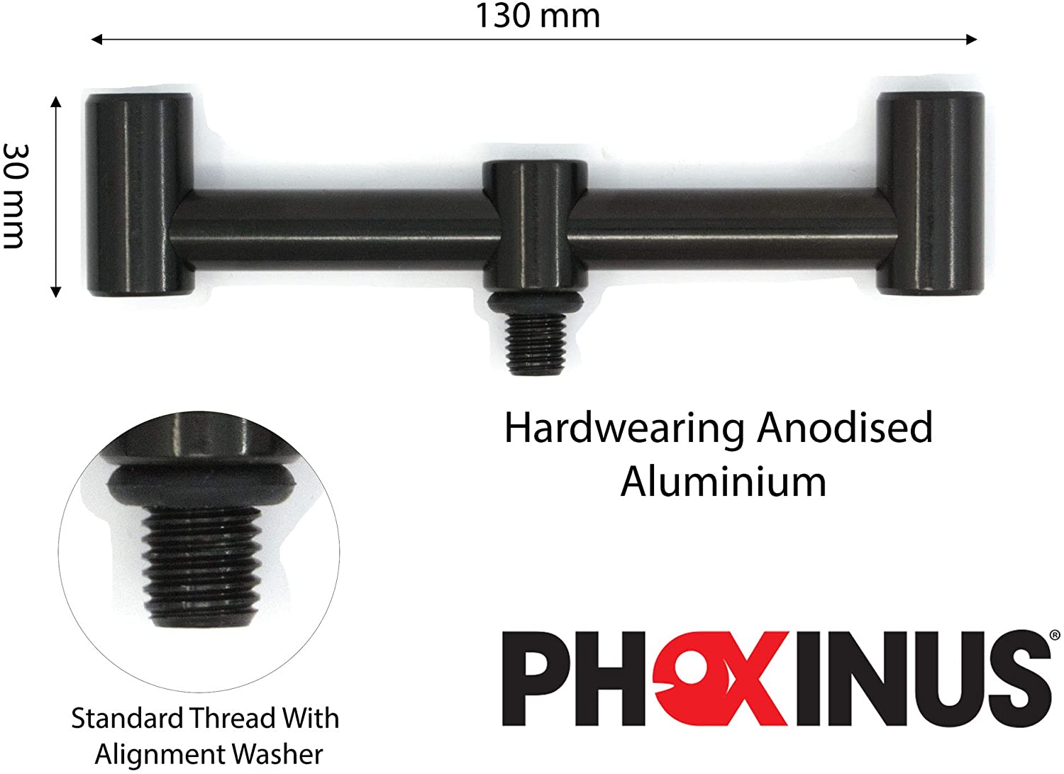 Phoxinus 2 Mini Buzz Bars, Black, 13cm. Suitable for rod pods bank sticks, rod rests, butt rests etc. Buzzer bars. Carp - Image 2