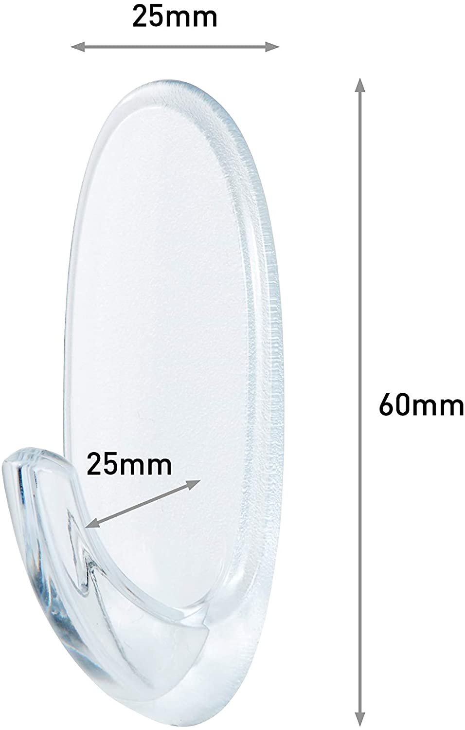 Command Medium Hook, Pack of 2 Hooks and 4 Adhesive Strips, Transparent - Damage Free Hanging - Holds up to 900g - Image 3