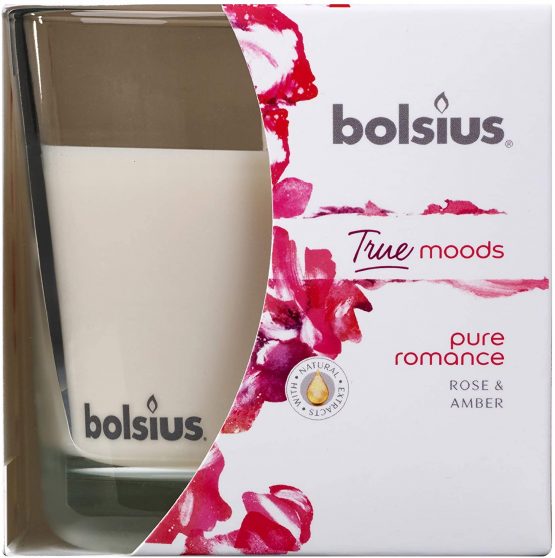 BOLSIUS Large Glass Scented Candle Pure Romance, Wax, White - Image 2