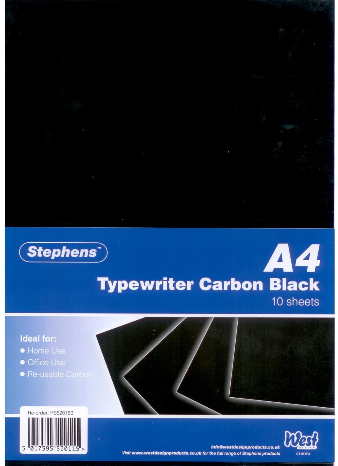 Stephens Special Quality Typewriter Carbon Paper Black A4 10 Sheets for Tracing Making A Print, Transfer Or Copy
