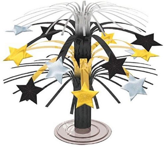 amscan 240053 Party Supplies (1 Piece) (-) Black, Gold, & Silver Hollywood Stars Cascade Centrepiece-19cm-1 Pc, Multicolor