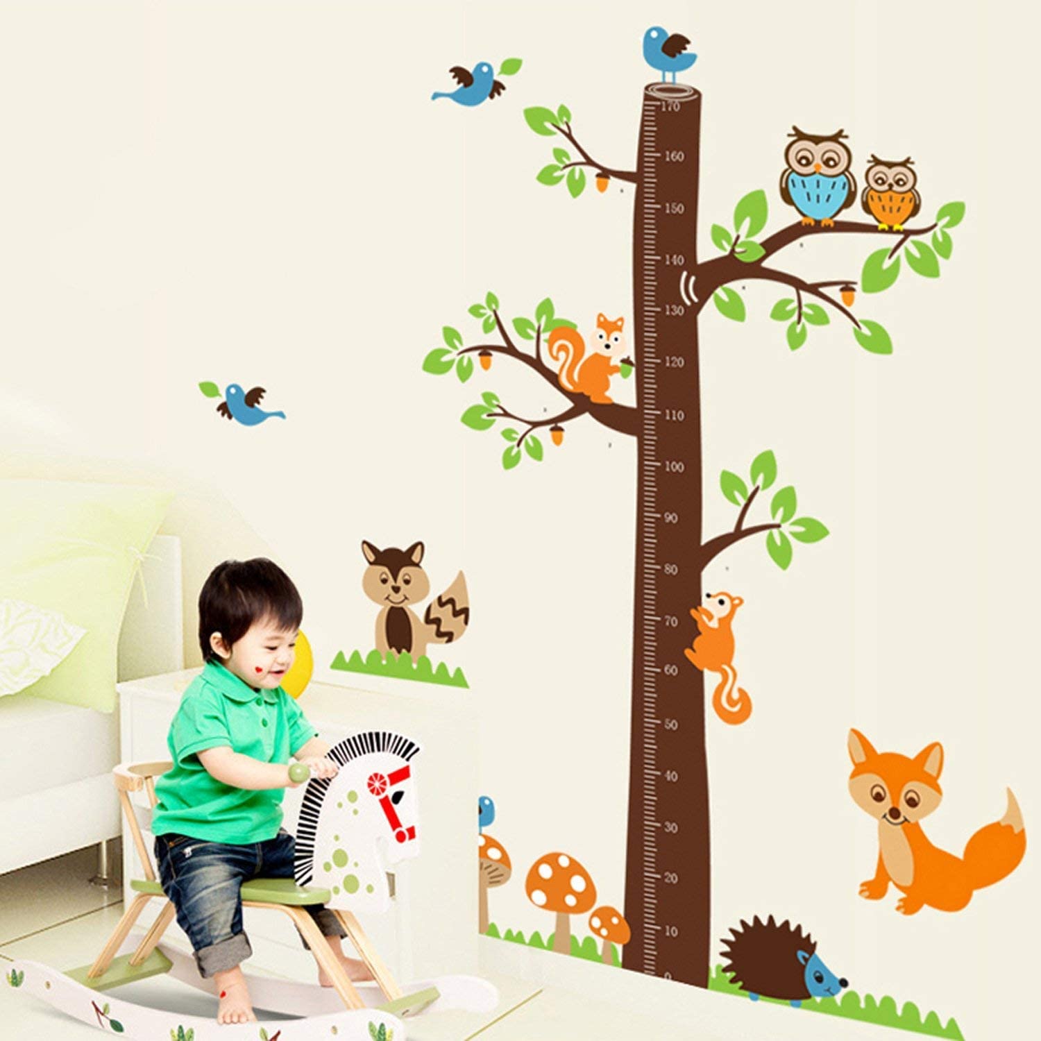 WALPLUS Fox Tree Height Measure Wall Stickers: Removable Kids Room Decor, Nursery Art, Animal Decals - Image 2