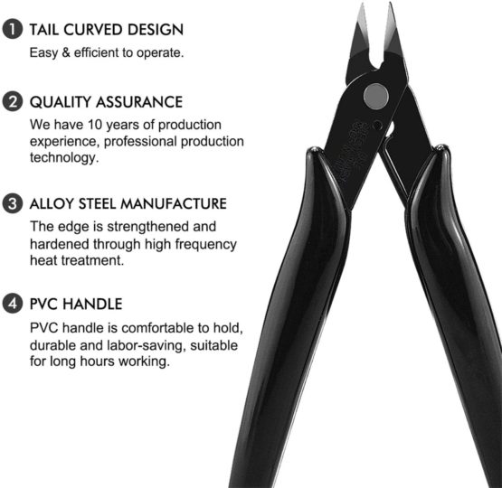 BOENFU Snips Cutter, Mini Wire Cutters, Cable Ties Cutters, Small Side Cutting Plier Diagonal Flush Cutter - Pack of 2 - Image 2