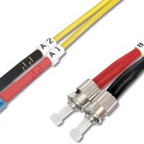 Digitus LWL patch cable OS2-1 m LC to ST fiber optic cable - LSZH - Duplex Singlemode 09/125µ - 10 GBit/s - Yellow