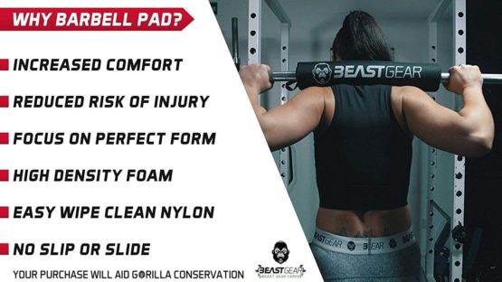 Beast Gear Barbell Pad - Heavy Duty, Weightlifting, Squat, and Hip Thrust Pads with Secure Hook & Loop Fastener - Cushioned Foam Protection for Weighted Bar - Image 2