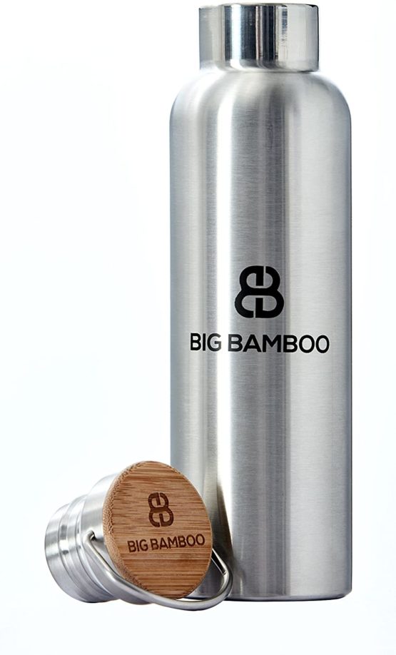 Big Bamboo Sustainable Stainless Steel Water Bottle 600ml - BPA Free, Leak Proof, Eco Friendly, Double Wall Insulated for Cold/Hot Drinks - Image 2