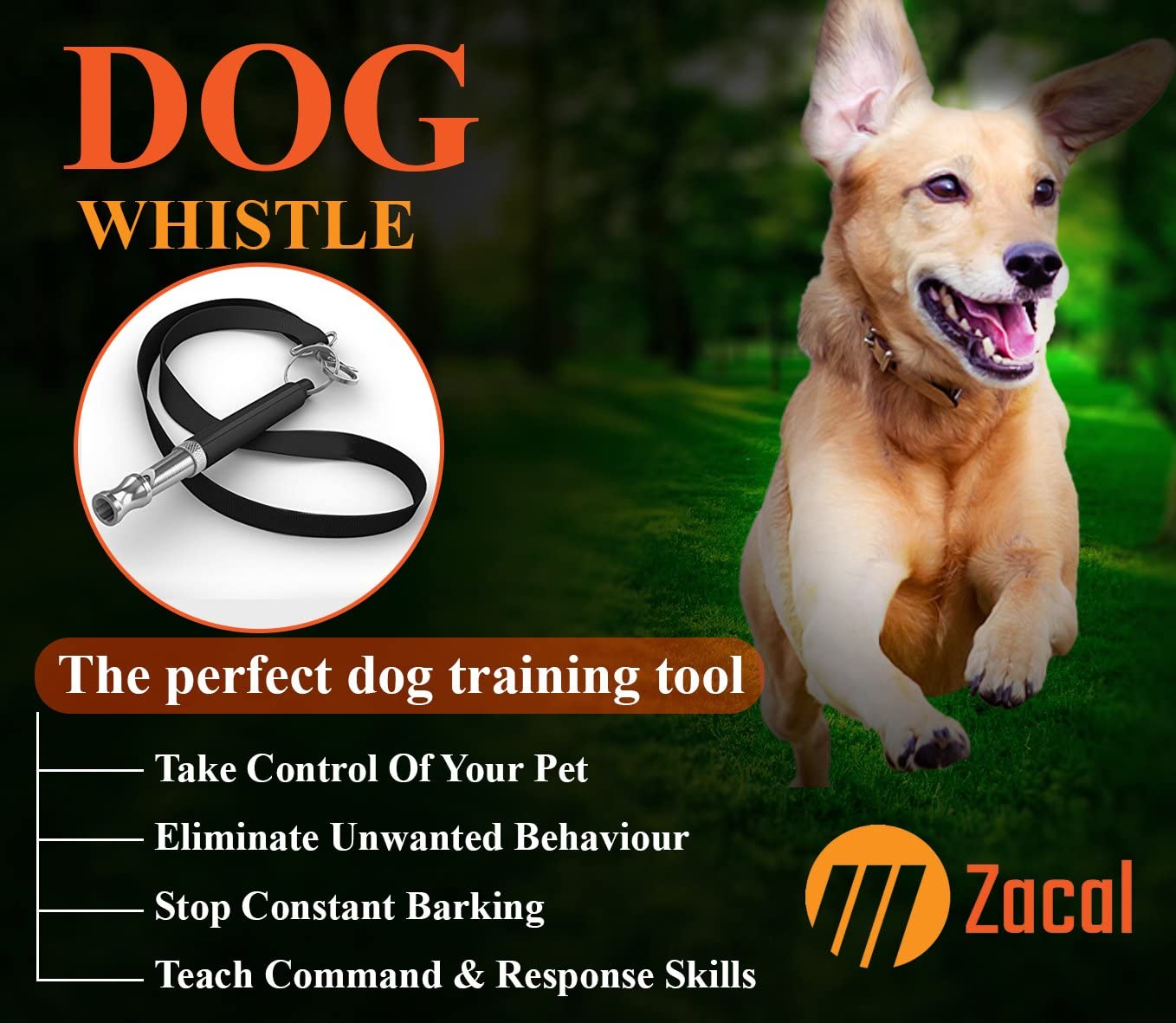 ZACAL Dog Whistle With Lanyard Neck Strap Train Your Dog