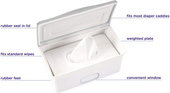 Ubbi Baby Nappy Wipes Dispenser | Baby Nappy Wipes Case, Baby Wipes Holder with Weighted Plate, Keeps Wipes Fresh and Non-Slip Rubber Feet, Grey - Image 3