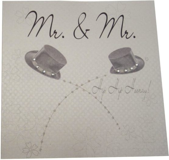WHITE COTTON CARDS WB27 Mr and Mr Top Hats
