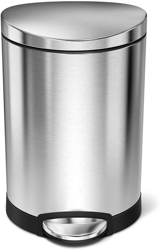 simplehuman CW1834CB 6L Semi-Round Pedal Bin, Brushed Stainless Steel, W 22.6cm x H 34.5cm x D 23.6cm - Image 4