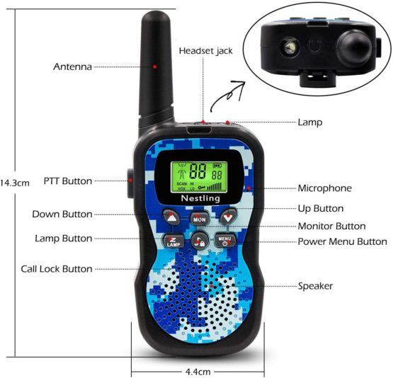 Nestling Walkie Talkies 3 Pack, Upgraded Version Camouflage Exterior 8 Channels 2 Way Radio Toys with Backlit LCD Flashlight, 3 Miles Range for Kids Indoor Outdoor Activity - Image 3