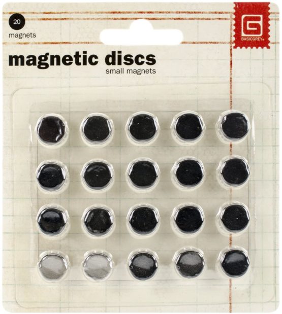 Basic Grey 0.375-inch Magnetic Discs, Pack of 20, Silver