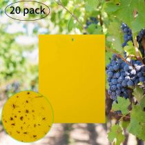 KINBOM 20-Pack Yellow Dual-Sided Sticky Fly Traps for Plant Insect Like Fungus Gnats, Flying Aphid, Whiteflies, Leafminers, Other Flying Plant Insect, (6X8 Inches, Twist Ties Included)