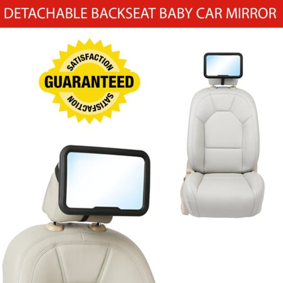 Detachable Backseat Baby Car Mirror – Clear Wide Angle View of Toddler Newborn, Infant or Children – Safe Accessory with Headrest Double Strap - 360 Degree Adjustable + Shatterproof Glass - Image 3