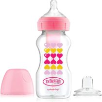 Dr. Brown’s Natural Flow® Options+™ Sippy Bottle Starter Kit, Wide-Neck, 9 oz/270 ml - Pink Hearts