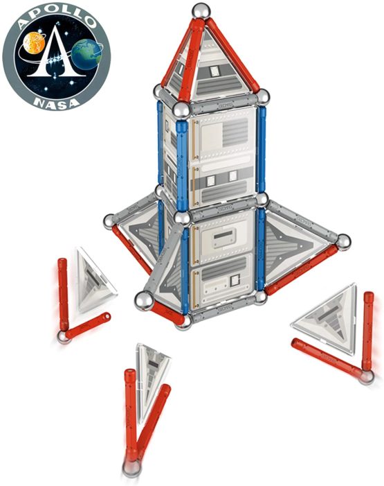 Geomag 810 Special Edition Magnetic Construction NASA Rocket, 84 Pieces, White/Grey/Red - Image 4