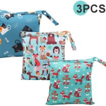 Wet Bag, HOTLIKE Dry Wet Bag, 3 PCS Nappy Bag for Cloth, Diapers Travel Bag Organiser Waterproof Reusable Produce Bags with Handle and Zipper Pocket, Wet Suit Bag for Trip Beach Daycare Gym