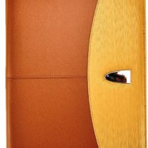 Arpan Deluxe Professional A4 Organiser Portfolio Zipped Work Case Folder/Padded Conference File Folio with Built-in Calculator Note Pad & Business Card Holders – Brown/Tan Gold