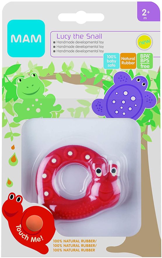 MAM Friends – Lucy the Snail, Developmental Toy Stimulates Baby's Senses, 100 Percent Natural Rubber Baby Ring, One of Four Educational Newborn Baby Toys, Suitable for 2+ Months - Image 4