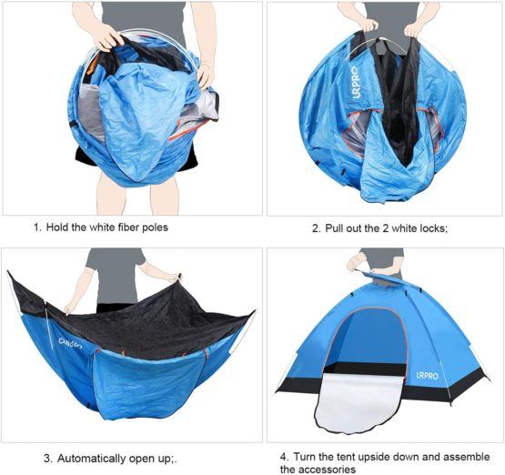 URPRO instant automatic pop up tent, 2 Person Lightweight Tent,Waterproof Windproof, UV Protection, Perfect for Beach, Outdoor, traveling,hiking,camping, hunting, fishing, etc - Image 4