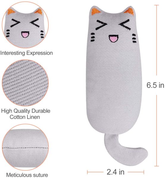 Bojafa Cat Catnip Toys 3 Pack Cat Plush Teeth Cleaning Toys for Indoor Cats Kittens- Creative Scratch Chewing Teeth Grinding Pet Catnip Pillow - Image 2