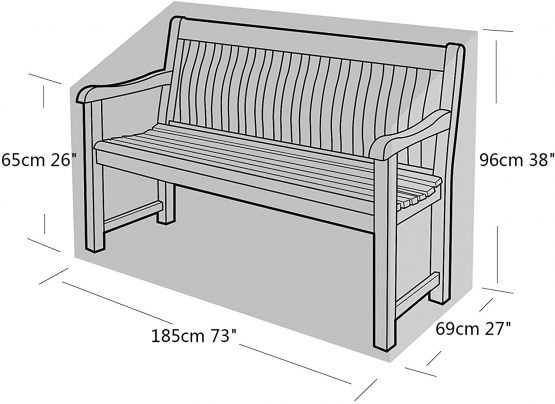 SIRUITON Garden Bench Cover 4 Seat 420D Waterproof Oxford Fabric Rip-Proof, UV & Water-Resistant Black 185x69x65/96 cm - Image 2