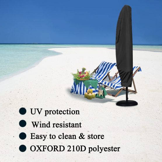 GEMITTO Protective Parasol Cover with Rod, Cantilever Parasol Cover Waterproof, Outdoor Umbrella Cover Weatherproof UV-Anti Wind Snow Proof for 2-4 m Cantilever/ Straight Parasol 280x30x81/46cm - Image 4