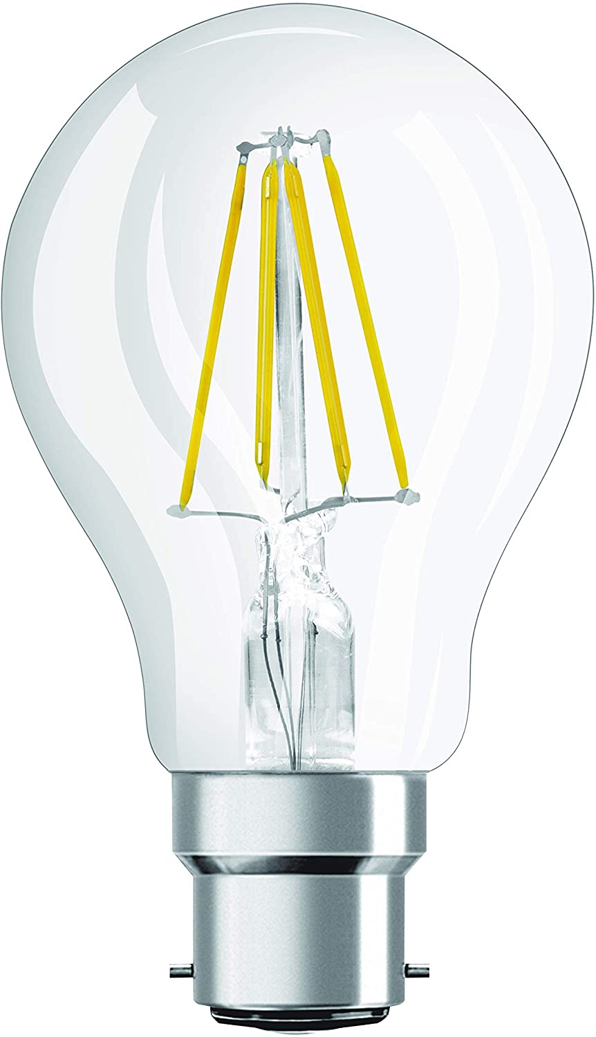 OSRAM LED Retrofit CLASSIC A/LED lamp, classic bulb shape: B22d, 4 W, 220…240 V, 40 W replacement, clear, Warm White, 2700 K, 1pack
