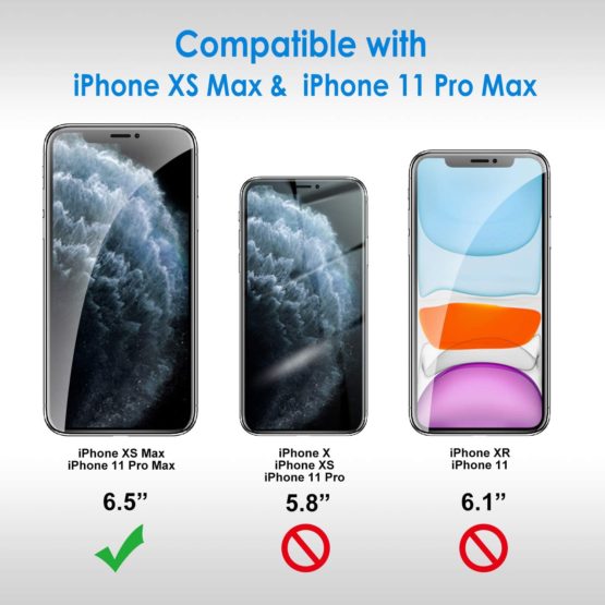 JETech Screen Protector for iPhone 11 Pro Max and iPhone Xs Max 6.5-Inch, Tempered Glass Film, 2-Pack - Image 3
